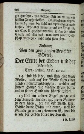 Text, Offenb. XIV, 14 - 20. - Der VII Saz.