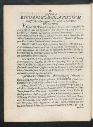 Sectio II. Exhibens Nomina Virorum Doctorum, [...] Et Hoc Tempore Viventium.
