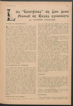 Las "Geórgicas" de Don Juan Manuel de Rosas estanciero