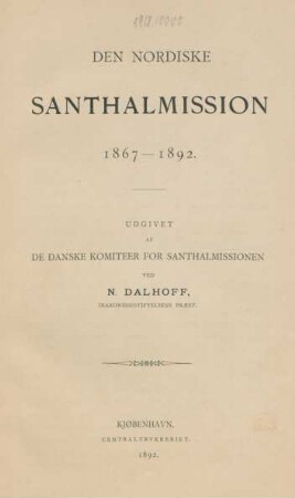 Den nordiske santhalmission 1867 - 1892