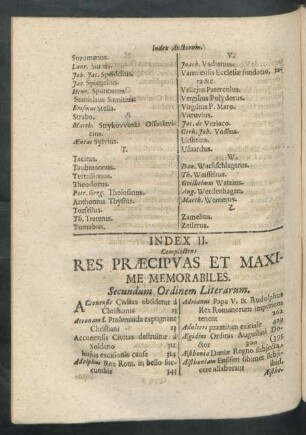 Index II. Complectens Res Praecipuas Et Maxime Memorabiles.