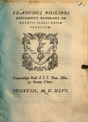 Ecphrasis in Horatii artem poeticam