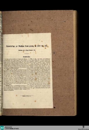 Badische Landes-Zeitung, Sonderbeilage