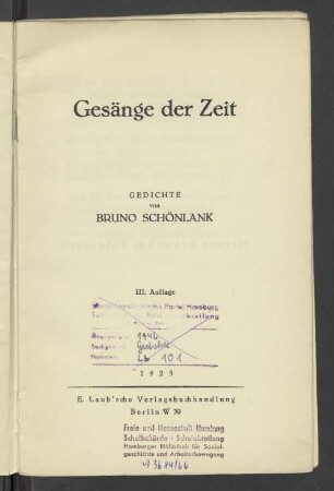 Gesänge der Zeit : Gedichte