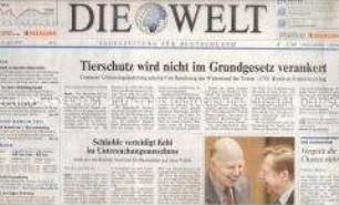 Tageszeitung "Die Welt" u.a. zur Ernennung von Christoph Stölzl zum Kultursenator von Berlin