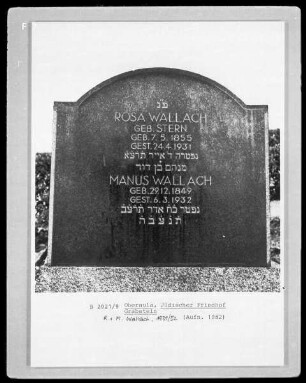 Grabstein von Rosa und Manus Wallach, gestorben 1931 und 1932
