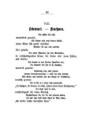 VIII. Lebensart- Benehmen