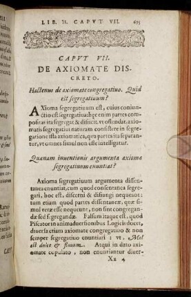 Caput VII. De Axiomate Discreto.
