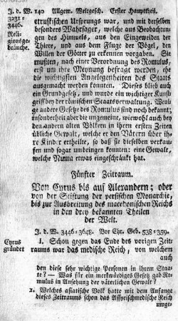 Fuenfter Zeitraum. Von Cyrus auf Alexandern