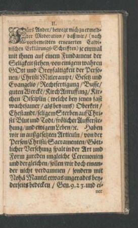 II. Fürs Ander/ bewegt mich zu ermeldter Moderation ...
