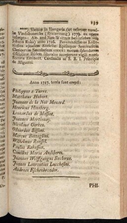 Anno 1717. terris sunt erepti:[...]