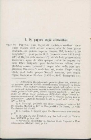1. De papyro atque editionibus.