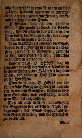 Gebett, vilfältiger Tugend-Act : Zu Vermeydung der Sünden