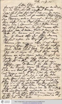 Brief vom 10.07.1905