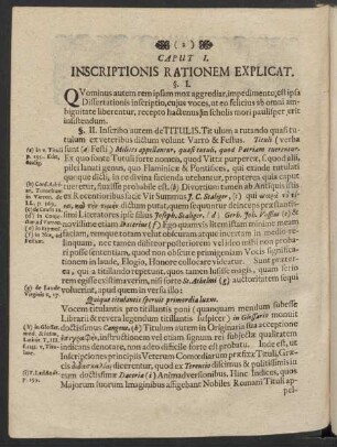 Caput I. Inscriptionis Rationem Explicat