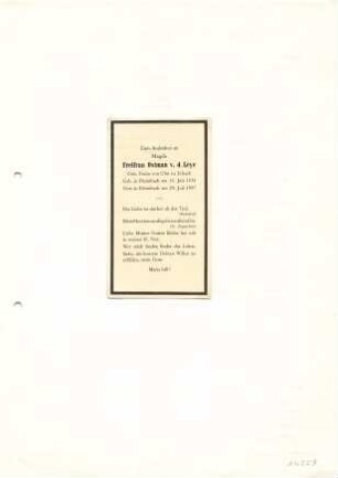 Leye, Magda (Freifrau Ostman v. d. Leye) geb. Freiin von Ulm zu Erbach
