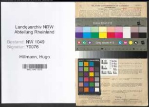 Entnazifizierung Hugo Hillmann , geb. 24.03.1893 (Lehrer)