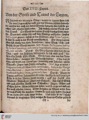 Das XVIII. Capitel: Von der Speise und Tranck der Lappen