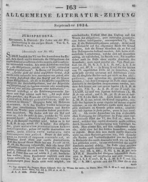 Burchardi, G. C.: Die Lehre von der Wiedereinsetzung in den vorigen Stand. Göttingen: Dieterich 1831 (Beschluss von Nr. 162.)