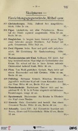 Skulpturen- Einrichtungsgegenstände, Möbel usw. (Nr. 803-902)