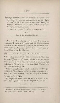 Décomposition du carré d'un nombre N [...] [Fortsetzung]