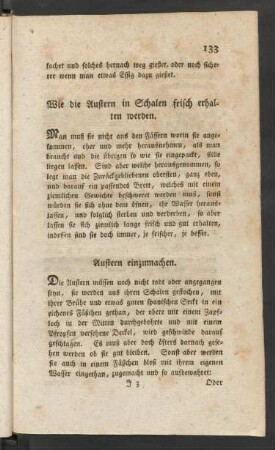 Wie die Austern in Schalen frisch erhalten werden.