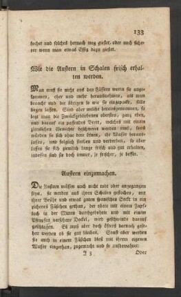 Wie die Austern in Schalen frisch erhalten werden.