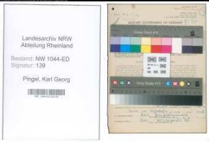 Entnazifizierung Karl Georg Pingel , geb. 13.11.1890 (Lehrer)