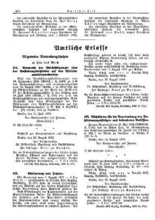 Einsparung von Papier : [Allgemeine Verwaltungssachen] ; [Für das Reich] ; [Amtliche Erlasse] ; [Amtlicher Teil]