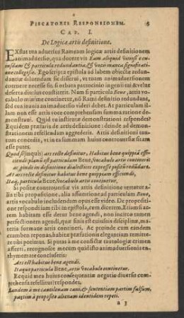 Cap. I. De Logicae artis definitione.