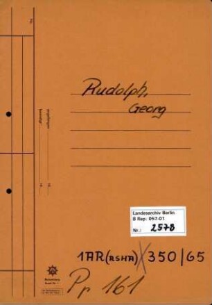 Personenheft Georg Rudolph (*25.01.1913), SS-Obersturmführer