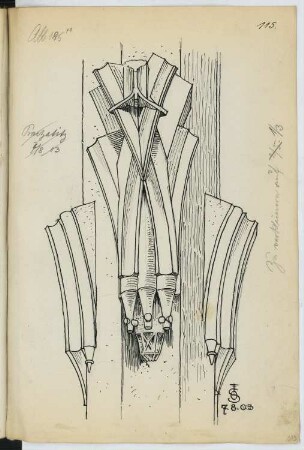 Pfeiler, Prachatitz: Detail (aus: Skizzen- und Fotoalbum 21)