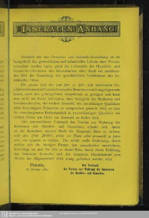 Anzeigen : Inseraten-Anhang