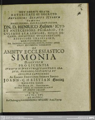 De ambitu ecclesiastico Simonia discursum