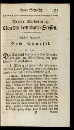Vierte Abtheilung. Von den brennbaren Stoffen