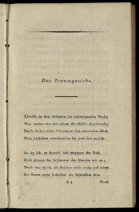 Das Traumgesicht. - An Deutschlands Edle. 1794.