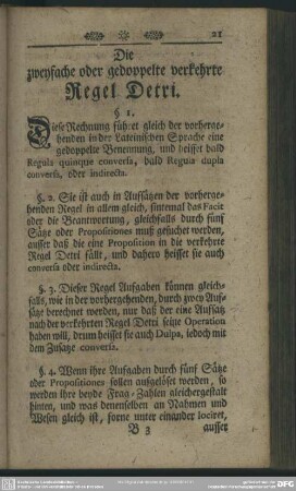Die zweyfache oder gedoppelte verkehrte Regel Detri
