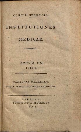Institutiones medicae, 6. Institutiones therapiae generalis