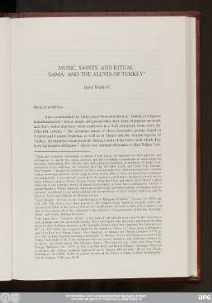 Music, Saints, And Ritual: Samā' And The Alevis Of Turkey Irene Markoff