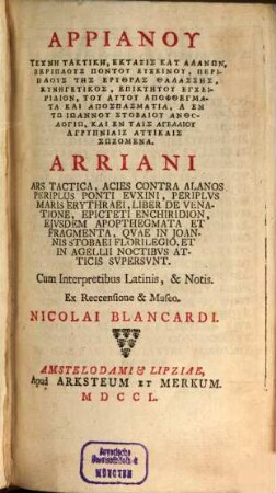 Arriani Ars tactica : cum interpretibus latinis et notis