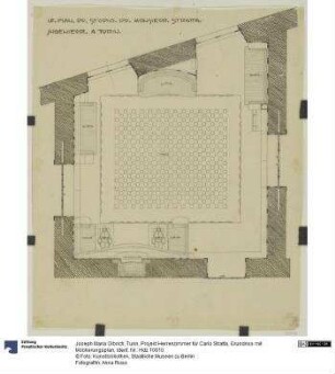 Turin, Projekt Herrenzimmer für Carlo Stratta, Grundriss mit Möblierungsplan