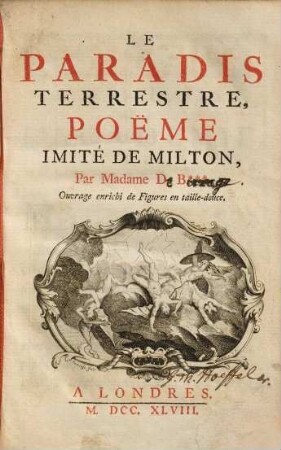 Le Paradis Terrestre : Pöeme Imité De Milton
