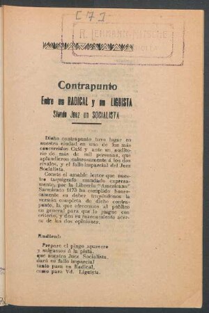 Contrapunto entre un radical y un liguista siendo juez un socialista