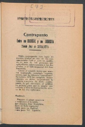 Contrapunto entre un radical y un liguista siendo juez un socialista