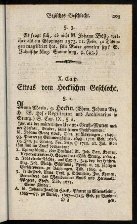 205-208, X. Cap. Etwas vom Hockischen Geschlecht.