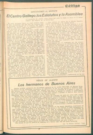 Discusiones al margen : El Centro Gallego, los Estatutos y la Asamblea