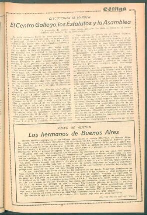 Discusiones al margen : El Centro Gallego, los Estatutos y la Asamblea
