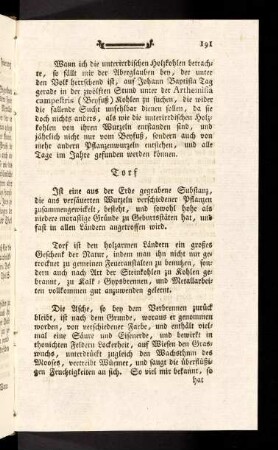 191-202, Torf; Bernstein oder Agtstein; Ambra; Schwefel;