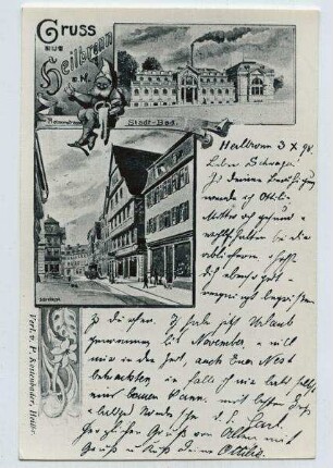 Mehrbildkarte, 2 Motive: Stadtbad, Fleinerstraße