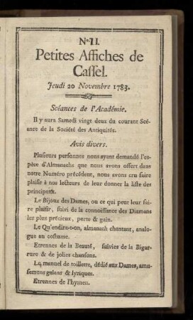 No II (Jeudi 20 Novembre 1783)